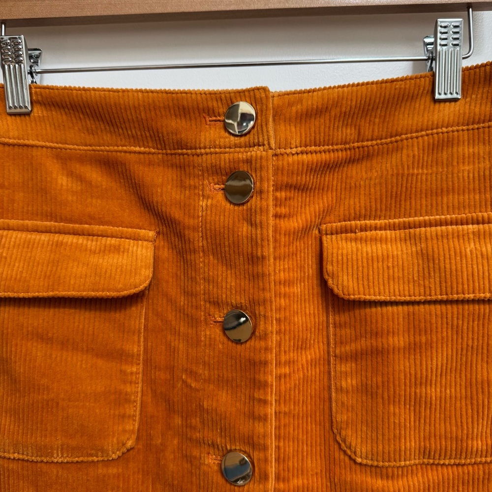 Loft Patch Pocket Button Front Curduroy Skirt Siz… - image 3